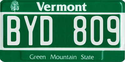 VT license plate BYD809