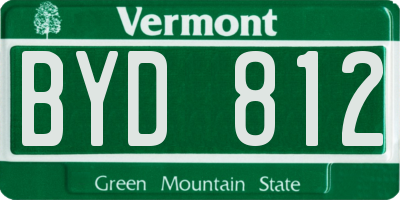 VT license plate BYD812