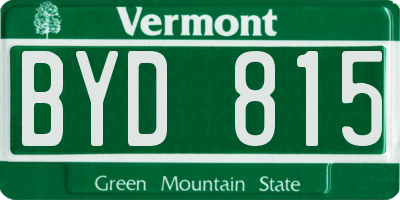 VT license plate BYD815