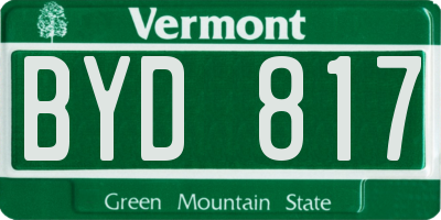 VT license plate BYD817