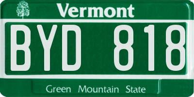 VT license plate BYD818
