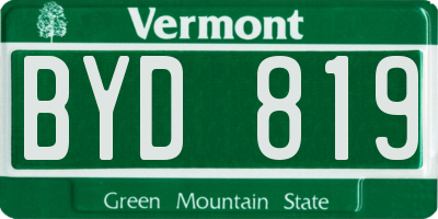 VT license plate BYD819