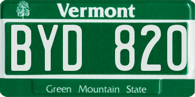 VT license plate BYD820