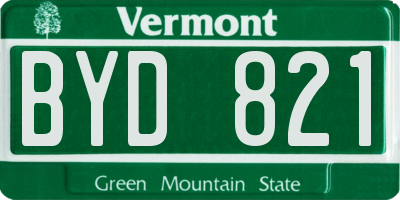 VT license plate BYD821