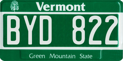 VT license plate BYD822