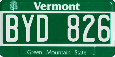 VT license plate BYD826
