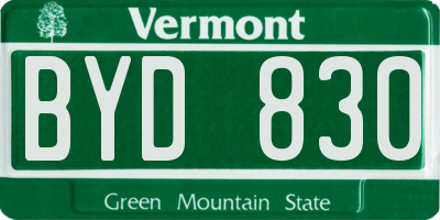 VT license plate BYD830