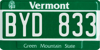VT license plate BYD833
