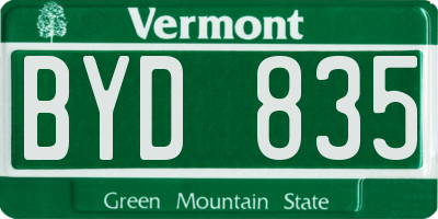 VT license plate BYD835