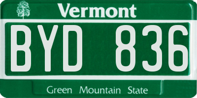 VT license plate BYD836