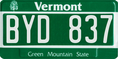 VT license plate BYD837