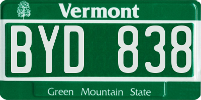 VT license plate BYD838