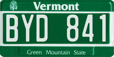 VT license plate BYD841
