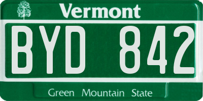 VT license plate BYD842