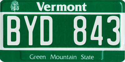 VT license plate BYD843