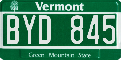 VT license plate BYD845