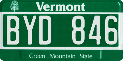 VT license plate BYD846