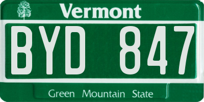 VT license plate BYD847