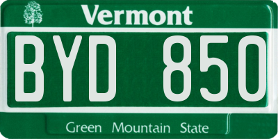 VT license plate BYD850