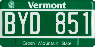 VT license plate BYD851