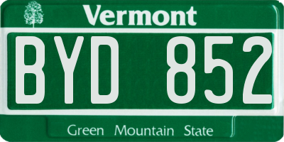VT license plate BYD852