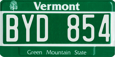 VT license plate BYD854