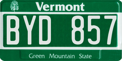 VT license plate BYD857