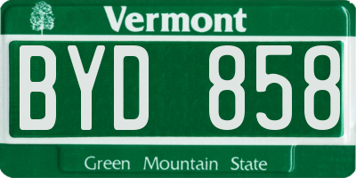 VT license plate BYD858