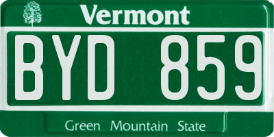 VT license plate BYD859