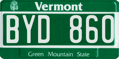 VT license plate BYD860