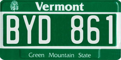 VT license plate BYD861