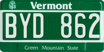 VT license plate BYD862