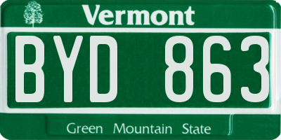 VT license plate BYD863