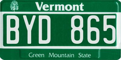 VT license plate BYD865