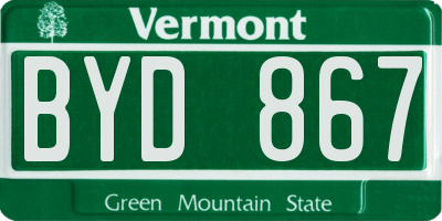 VT license plate BYD867