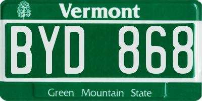 VT license plate BYD868