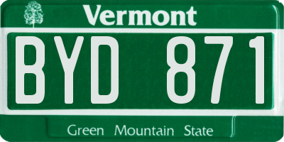 VT license plate BYD871