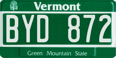 VT license plate BYD872