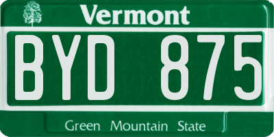 VT license plate BYD875