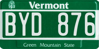 VT license plate BYD876
