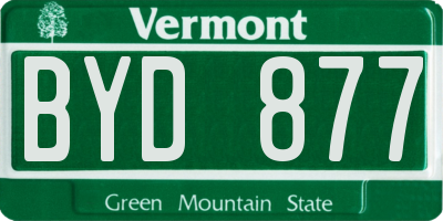 VT license plate BYD877