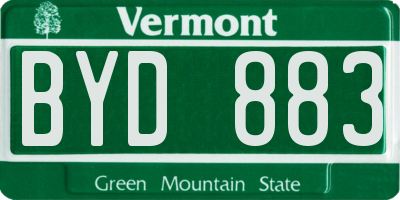 VT license plate BYD883