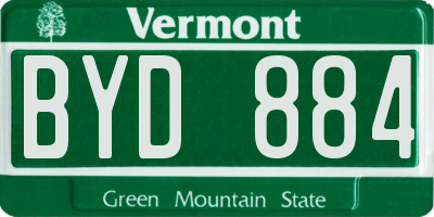 VT license plate BYD884
