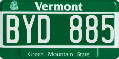 VT license plate BYD885