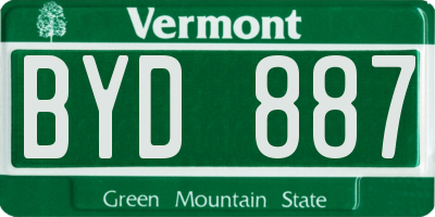 VT license plate BYD887