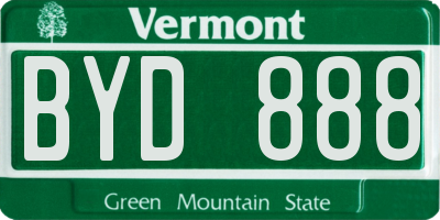 VT license plate BYD888