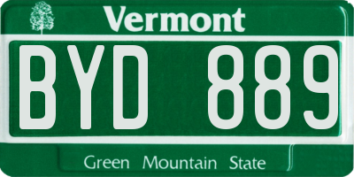 VT license plate BYD889