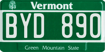 VT license plate BYD890