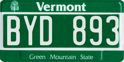 VT license plate BYD893