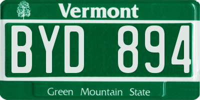 VT license plate BYD894